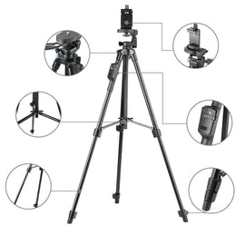 YUNTENG 5208 Aluminum Tripod with 3-Way Head & Bluetooth Remote + clip for Camera Phone - techtoyzone