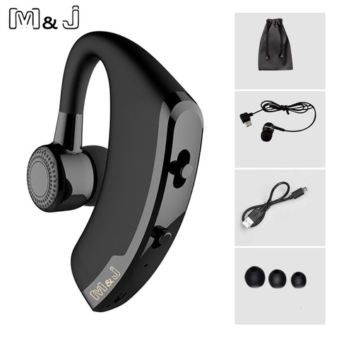 M&J V9 Handsfree Business Wireless Bluetooth Headset With Mic Voice Control Headphone For Drive Connect With 2 Phone - techtoyzone