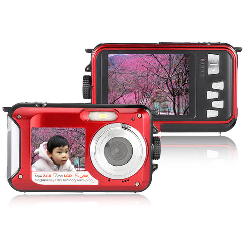 Dual 2.7" LCD HD Digital Camera 1080P 24MP 16X Zoom Anti-shake Video Camera Self-portrait Waterproof Camcorder Mini Camera - techtoyzone