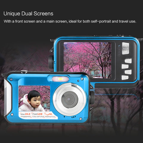 Dual 2.7" LCD HD Digital Camera 1080P 24MP 16X Zoom Anti-shake Video Camera Self-portrait Waterproof Camcorder Mini Camera - techtoyzone