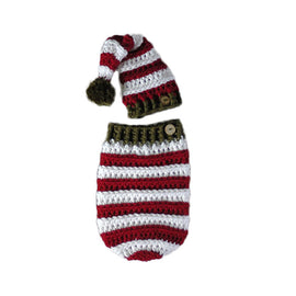 Newborn Baby Crochet Knitted Photography Wrap Christmas Bebe Santa Elk Sleeping Bag + Hat Xmas Costumes Photo Props Accessories - techtoyzone