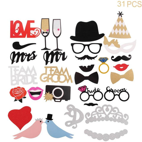 FENGRISE Wedding Decoration Fun Photo Booth Props Photobooth Happy Birthday Kid Flamingo DIY Mr Mrs Glasses Party Accessories - techtoyzone