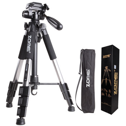 Professional Portable Travel Aluminum Camera Tripod with 3-Way Fluid Pan Head for Canon Nikon Sony SLR DSLR Camera DV Smartphone - techtoyzone