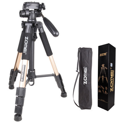 Professional Portable Travel Aluminum Camera Tripod with 3-Way Fluid Pan Head for Canon Nikon Sony SLR DSLR Camera DV Smartphone - techtoyzone