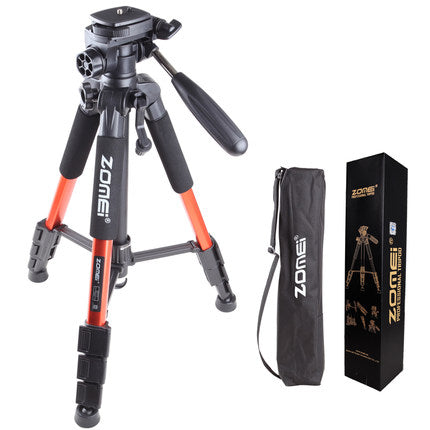 Professional Portable Travel Aluminum Camera Tripod with 3-Way Fluid Pan Head for Canon Nikon Sony SLR DSLR Camera DV Smartphone - techtoyzone