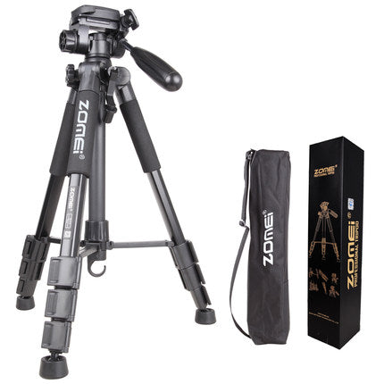 Professional Portable Travel Aluminum Camera Tripod with 3-Way Fluid Pan Head for Canon Nikon Sony SLR DSLR Camera DV Smartphone - techtoyzone