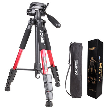 Professional Portable Travel Aluminum Camera Tripod with 3-Way Fluid Pan Head for Canon Nikon Sony SLR DSLR Camera DV Smartphone - techtoyzone