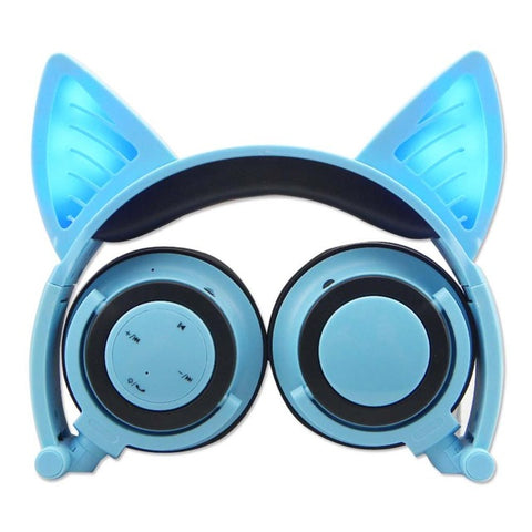 JINSERTA Fordable Cosplay Cat Ear Bluetooth Headphones Wireless Stereo Headsets earbuds with Mic for Phone Universal 3.5mm AUX - techtoyzone