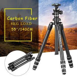 ASHANKS A666C Carbon Camera Tripod with Professional Video Ball Head Portable for Photographic DSLR Camera 8KG 140cm/55.1'' - techtoyzone