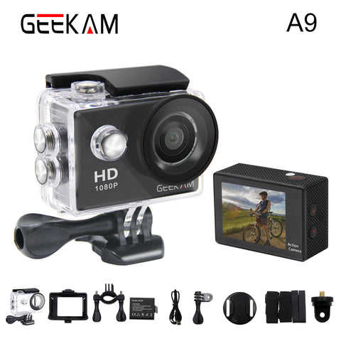 GEEKAM A9 Action Camera 1080P 140D Full HD 2'' Waterproof Outdoor Mini Cam 1920*1080 go Sport Video pro Camera hero 3 style - techtoyzone