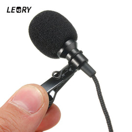 LEORY Mini 3.5mm Jack Microphone Lavalier Tie Clip Microphones Microfono Mic For Speaking Speech Lectures 2.4m Long Cable - techtoyzone