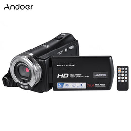 Andoer V12 1080P Video Camera Full HD 16X Digital Zoom Recording Camcorder w/3.0 Inch Rotatable LCD Screen Support Night Vision - techtoyzone