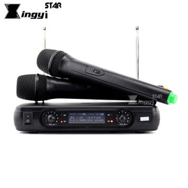 Free Shipping Wireless Microphone System Dual Handheld Cordless Mic With Receiver For Stage Singer Karaoke Mixer Audio Amplifier - techtoyzone