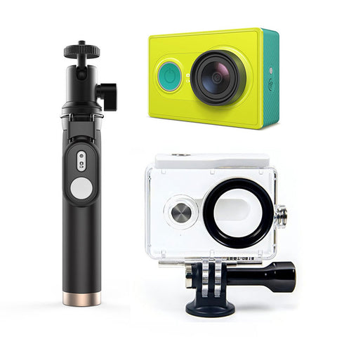 YI Action Camera 1080P Lime Green White 16MP Full HD 155 degree Ultra-wide Angle WiFi Sports Mini Camera Selfie Stick Bundle - techtoyzone