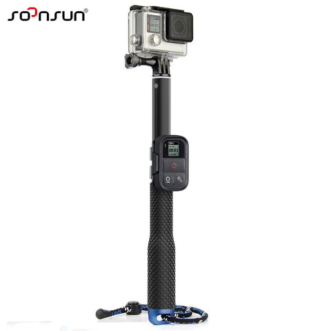 SOONSUN 37'' For GoPro Extendable Handheld POV Pole Telescopic Tripod Monopod + Wifi Remote Holder Clip for Go Pro Hero 6 5 4 3+ - techtoyzone