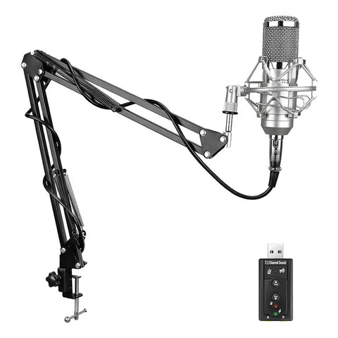 FELYBY Professional bm 800 Condenser Microphone for computer Audio Studio Vocal Recording Mic KTV Karaoke + Microphone stand - techtoyzone