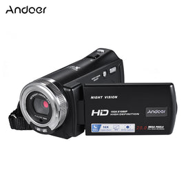 Andoer V12 Video Camera 1080P Full HD 16X Digital Zoom Recording Camcorder w/3.0 Inch Rotatable LCD Screen Support Night Vision - techtoyzone