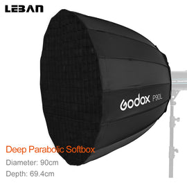 Godox P90L or P90H 90CM Deep Parabolic Bowens Mount Portable Softbox + P90 Grid for Studio Flash Photo Studio - techtoyzone