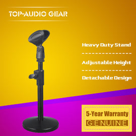 Free Shipping Quality Metal Round Base Heavy Duty Mic Stand Clip Holder Clamp Table Desktop Microphone Stand Adjustable Height - techtoyzone